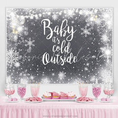 Lofaris Cold Snowy Winter Night Snowflake Baby Shower Backdrop