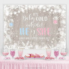 Lofaris Cold Winter Snowflake Gender Reveal Baby Shower Backdrop