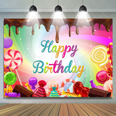 Lofaris Color Candy World Chocolates Happy Birthday Backdrop