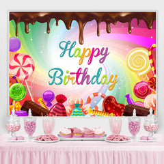 Lofaris Color Candy World Chocolates Happy Birthday Backdrop