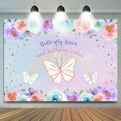 Lofaris Color rose butterfly purple rainbow birthday backdrop