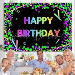 Lofaris Colored Circle With Abstract Lines Birthday Backdrop