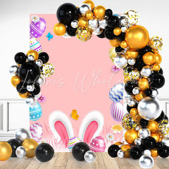 Lofaris Colored Egg Rabbit Ear Easter Pink Birthday Backdrop