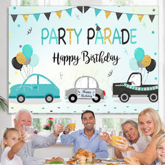 Lofaris Colored Flag Car Party Parade Happy Birthday Backdrop