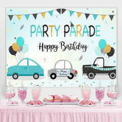 Lofaris Colored Flag Car Party Parade Happy Birthday Backdrop