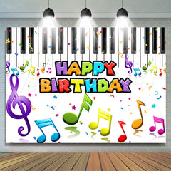 Lofaris Colored Music Notes Piano Happy Birthday Backdrop