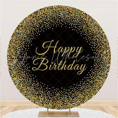 Lofaris Colored Point Black Circle Happy Birthday Backdrop