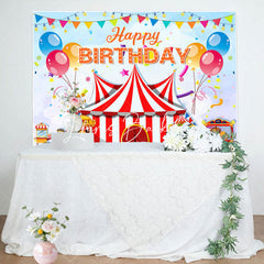 Lofaris Colorful Balloon Circus Tent Happy Birthday Backdrop