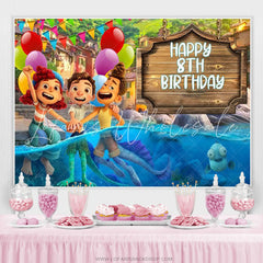 Lofaris Colorful Balloons And Kids Happy 8th Birthday Backdrop