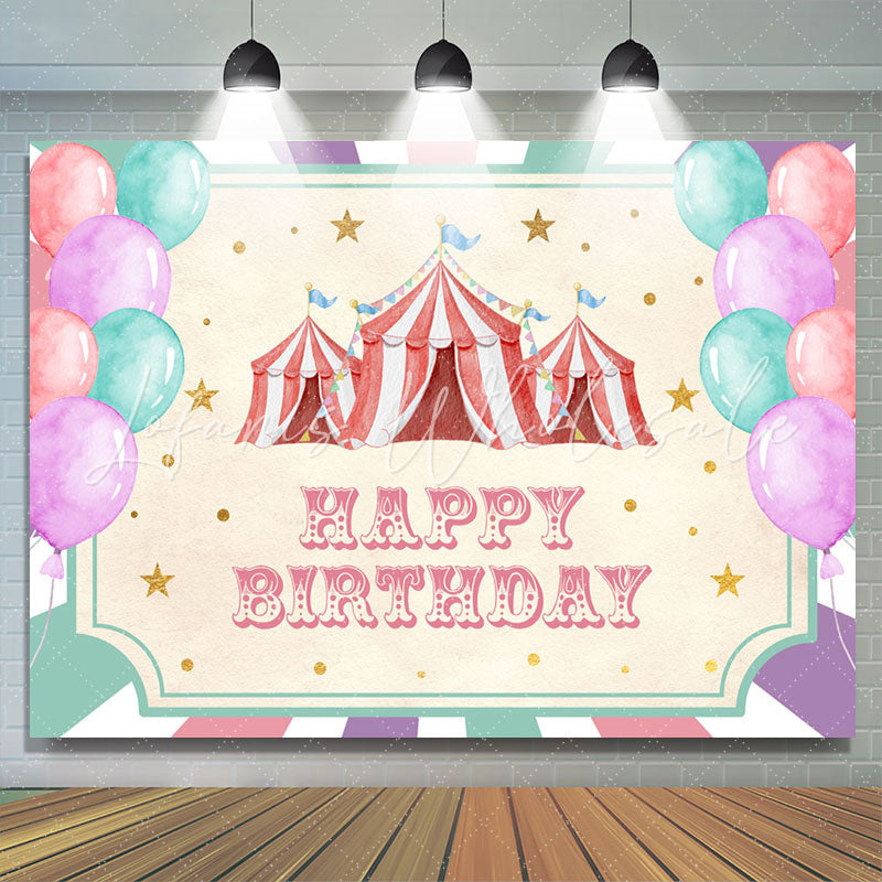 Lofaris Colorful Balloons Tents Girl Happy Birthday Backdrop