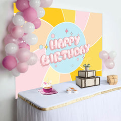 Lofaris Colorful Boho Sun Cute Pink Happy Birthday Backdrop