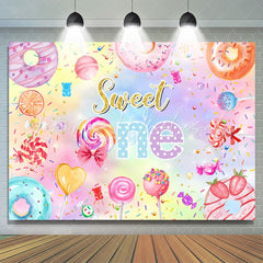 Lofaris Colorful Candy Donut Star 1st Birthday Backdrop