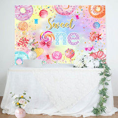 Lofaris Colorful Candy Donut Star 1st Birthday Backdrop