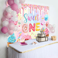 Lofaris Colorful Candyland Cream Sweet One Birthday Backdrop