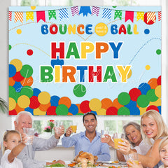 Lofaris Colorful Cute Dots And Flags Happy Birthday Backdrop