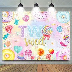 Lofaris Colorful Donut Candy Heart 2nd Birthday Backdrop