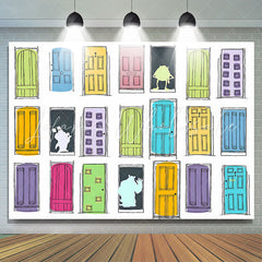 Lofaris Colorful Doors Cartoon Birthday Backdrop For Boy