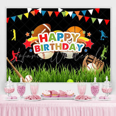 Lofaris Colorful Flags Stars Boy Sports Happy Birthday Backdrop