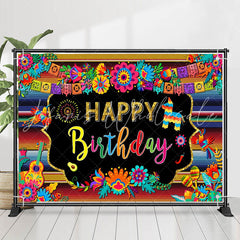 Lofaris Colorful Floral Mexican Fiesta Birthday Backdrop