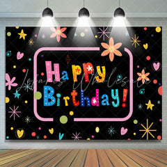 Lofaris Colorful Flower Star Pattern Happy Birthday Backdrop