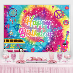 Lofaris Colorful Glitter Pattern Happy Birthday Backdrop Banner