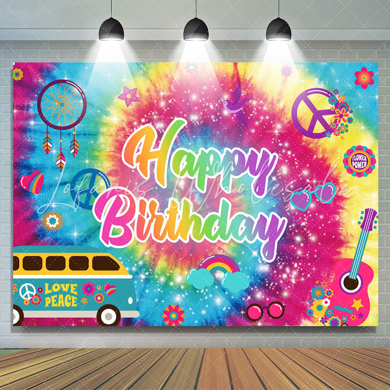 Lofaris Colorful Glitter Pattern Happy Birthday Backdrop Banner