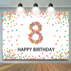 Lofaris Colorful Glitter Spots Happy 8th Birthday Party Backdrop