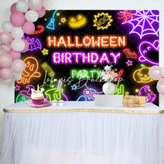 Lofaris Colorful Neon Halloween Backdrop For Birthday Party