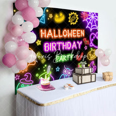 Lofaris Colorful Neon Halloween Backdrop For Birthday Party