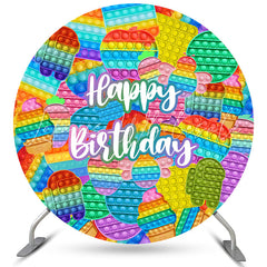 Lofaris Colorful Pop It Fidget Happy Birthday Round Backdrops