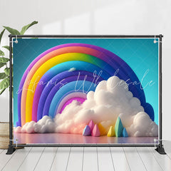 Lofaris Colorful Rainbow Cloud Balloons Birthday Backdrop