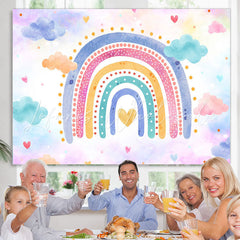 Lofaris Colorful Rainbow Clouds Girls Birthday Party Backdrop