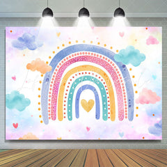 Lofaris Colorful Rainbow Clouds Girls Birthday Party Backdrop