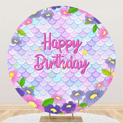 Lofaris Colorful Scales Mermaid Round Backdrop For Birthday