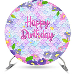 Lofaris Colorful Scales Mermaid Round Backdrop For Birthday