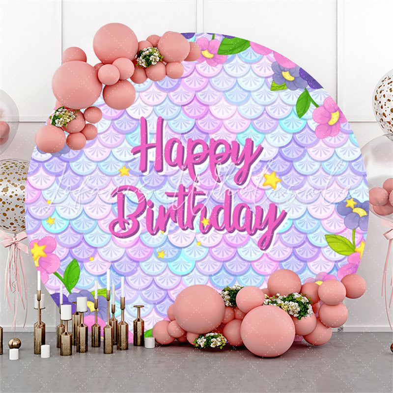 Lofaris Colorful Scales Mermaid Round Backdrop For Birthday