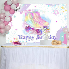 Lofaris Colorful Star Roller Skating Birthday Party Backdrop