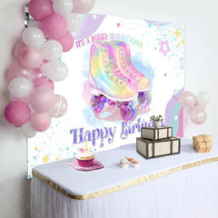 Lofaris Colorful Star Roller Skating Birthday Party Backdrop