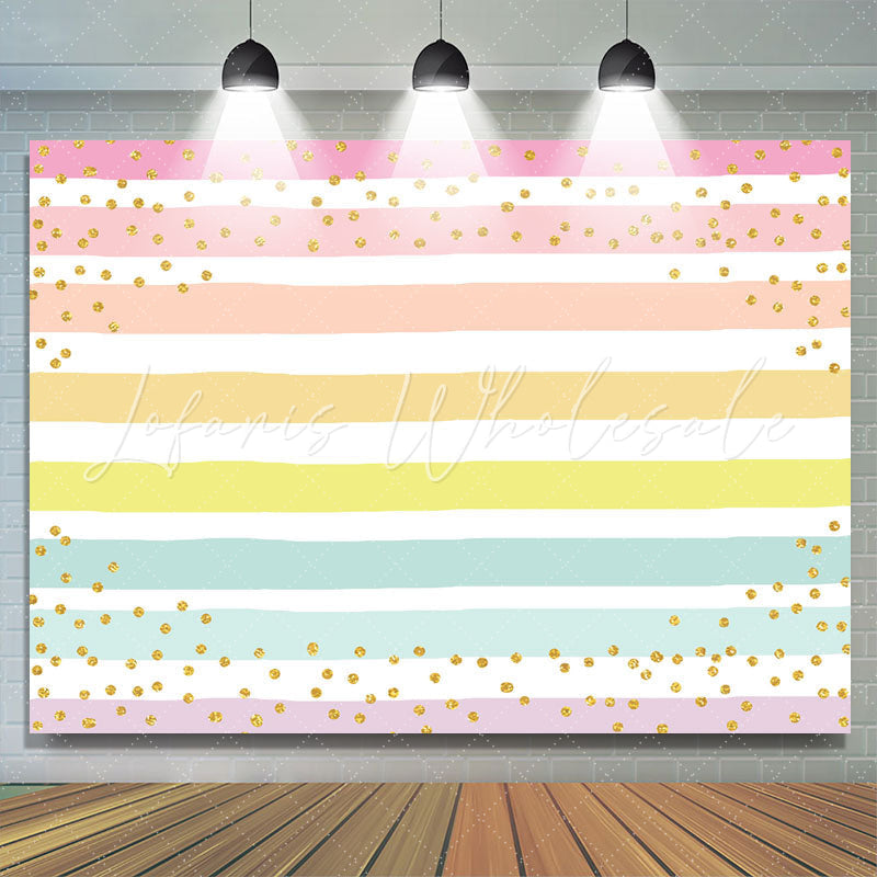 Lofaris Colorful Stripes And Glitter Dots Birthday Backdrop