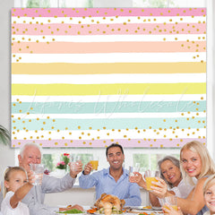 Lofaris Colorful Stripes And Glitter Dots Birthday Backdrop