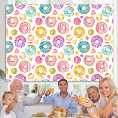 Lofaris Colorful Sweet Donuts Themed Happy Birthday Backdrop