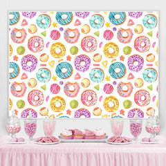 Lofaris Colorful Sweet Donuts Themed Happy Birthday Backdrop