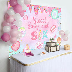 Lofaris Colorful Sweet Sassy Candy 6th Birthday Backdrop