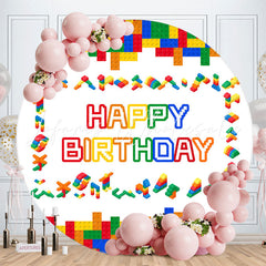 Lofaris Colorful Toy Bricks Round Birthday Backdrop For Boys