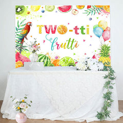 Lofaris Colorful Twotti Frutti Parrot 2nd Birthday Backdrop