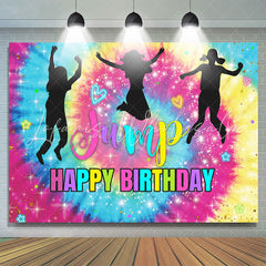 Lofaris Colour Glitter Bokeh Girl Jump Happy Birthday Backdrop