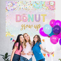 Lofaris Colourful Donuts and Confetti Grow up Party Backdrop