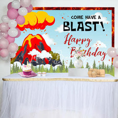 Lofaris Come Have A Blast Volcano Eruption Birthday Backdrop