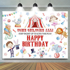 Lofaris Come One All Cirus Animals Birthday Backdrop