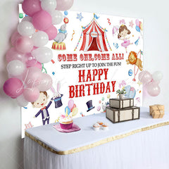 Lofaris Come One All Cirus Animals Birthday Backdrop